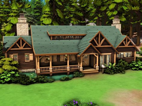 The Sims Resource - Wood Cabin Sims 4 Cabin, Sims 4 Restaurant, Sims 4 Houses Layout, Wood Cabin, Wood Guest Book, Tiny Apartments, Sims 4 Cc Folder, Wood Logs, Sims Community