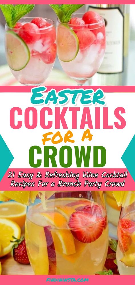 Easter Dinner Cocktails, Brunch Sangria Recipes, Easter Pitcher Cocktails, Drunken Bunny Drink, Fun Spring Drinks Cocktail Recipes, Easy Easter Cocktails Recipes, Easter Sangria Spring, Spring Sangria Recipes White Wines, Easter Brunch Drinks Alcohol