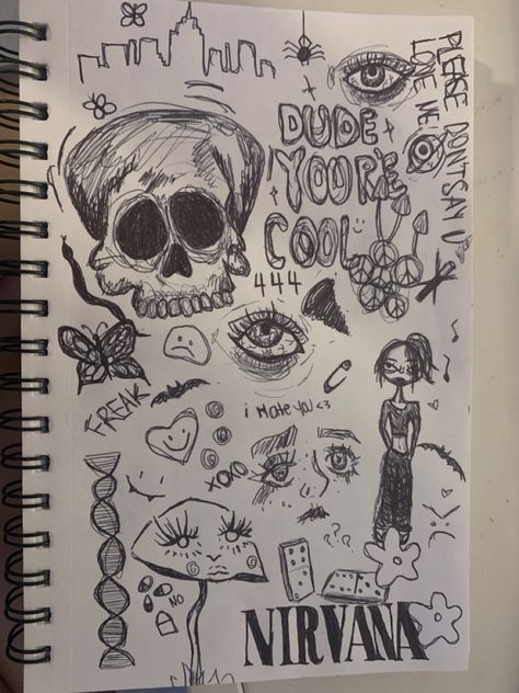 Doodle Grunge, Vent Book, Notebook Doodles, Arte Grunge, Indie Drawings, Doodle Art Drawing, Grunge Art, Sketchbook Art Journal, Art Diary