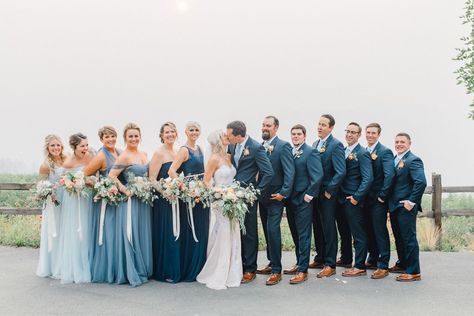 Romantic Garden Party Wedding in Shades of Blue Romantic Garden Party, Classic Blue Wedding, Wedding Colors Blue, Dusty Blue Weddings, Wedding Theme Colors, Bridesmaid Dress Colors, Blue Bridal, Garden Party Wedding, Romantic Garden