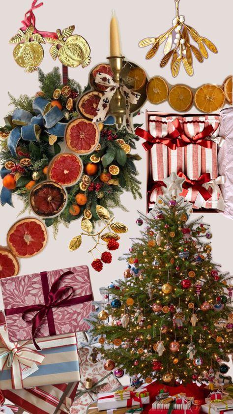 Christmas decor inspiration ; tin ornaments ; gold, pink, blue, orange theme ; little women Christmas ; eclectic maximalist old world vintage Christmas aesthetic Apartment Ideas Bloxburg, Little Women Christmas, Vintage Christmas Aesthetic, Vintage Inspired Christmas Decor, Warm Color Palettes, Fall Bedroom Ideas, Bloxburg Exterior, Christmas Tree Inspo, Orange Theme