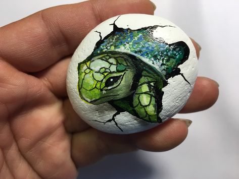 Turtle Painted Rocks, Two Turtles, Sea Turtle Painting, Turtle Rock, Sea Turtle Art, Baby Sea Turtle, Painted Rock Animals, Stone Art Painting, Baby Green