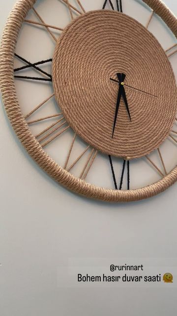 Handmade Wall Decor Crafts, Boho Wall Clock, Pola Kotak, Diy Crafts Love, Boho Crafts Diy, Handmade Wall Clocks, Diy Boho Decor, Rope Decor, Diy Wall Clock