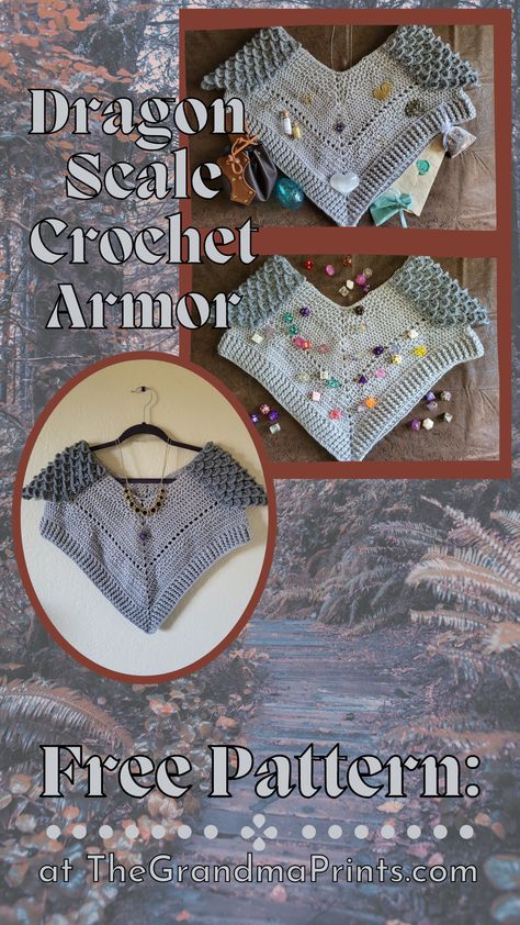 Crochet Scale Mail, Crochet Medieval Pattern, Dragon Scale Crochet Stitch, Crochet Renfair, Viking Crochet Pattern Free, Crochet Dnd Pattern, Ren Faire Crochet Pattern Free, Crochet Armor Pattern, Ren Fair Crochet Patterns