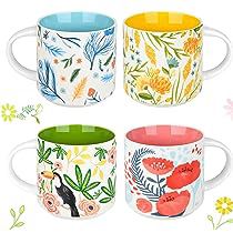 Coffee Mugs Set, Vintage Coffee Cups, Hand Painted Mugs, Pretty Mugs, Painted Mugs, Cute Coffee Mugs, Large Coffee Mugs, Tropical Colors, Floral Tea