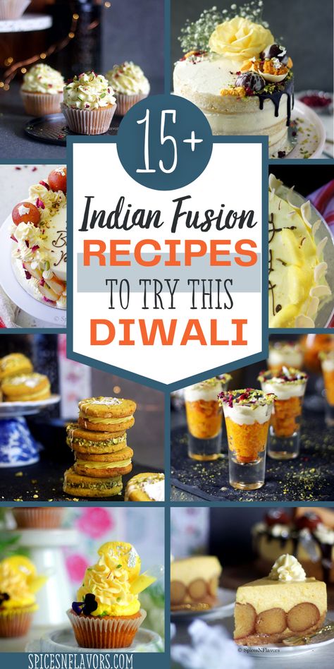 Indian Fusion recipes are all the rage now. Let me share with you all most popular in demand fusion recipes that will make you wanting more. Easy Indian Recipes to try this Diwali Indian Party Dessert Ideas, Indian Dessert Aesthetic, Diwali Food Gift Ideas, Indian Fusion Snacks, Diwali Desserts Ideas, Fusion Diwali Sweets, Indian Fusion Food Ideas, Fusion Desserts Ideas, Indian Fusion Desserts Sweets