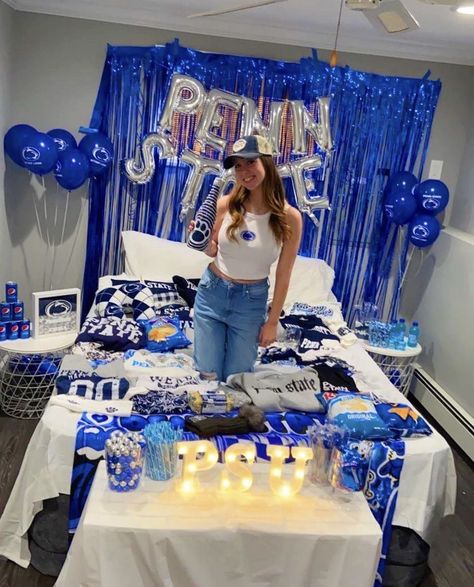 Penn State Bed Party, College Bed Decorating, College Bed Decorating Party, College Announcements, College Bed, Penn State College, College Decision, Bed Party, University Of San Diego