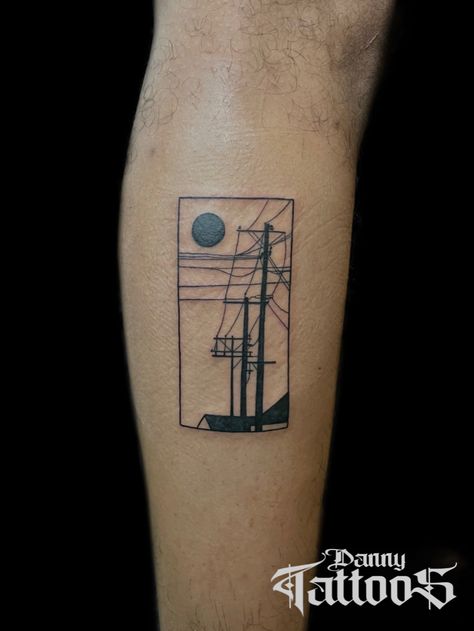 #electricity #electricitytattoo #electricitypolestattoo #tattoo #tattoos #tattooideas #lineart #linearttattoo Phone Line Tattoo, Random Line Tattoo, Telephone Line Tattoo, Telephone Wire Tattoo, Tattoo Electricity, Cable Car Tattoo, Powerlines Tattoo, Power Lines Tattoo, Electric Tattoo Ideas