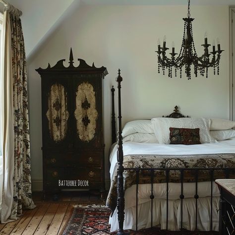 MASHUP - Gothic / Farmhouse Gothic Farmhouse Bedroom - ok so I am totally down with this style. Light or dark, it just works 😍 ~ Photos… | Instagram Vintage Bedroom Interior, Farmhouse Gothic, Victorian Gothic Home Decor, Gothic Farmhouse, Morgantown West Virginia, Farmhouse Bedrooms, Gothic Room, Gothic Interior, Gothic Bedroom