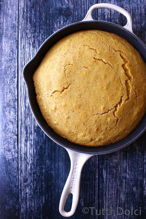 Brown Butter Maple Cornbread | Tutti Dolci Cake Cornbread, Cornbread Breakfast, Maple Cornbread, Skillet Pie, Cookout Ideas, Skillet Desserts, Skill To Learn, Savory Baking, Baked Breads