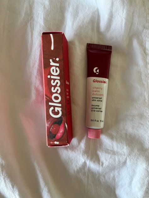 Cherry Lip Balm Aesthetic, Glossier Lip Balm Cherry, Glossier Balm Dotcom Aesthetic, Cherry Glossier, Cherry Balm Dotcom, Birthday Cake Cherry, Berry Birthday Cake, Glossier Cherry Balm Dotcom, Girl Cleaning Aesthetic