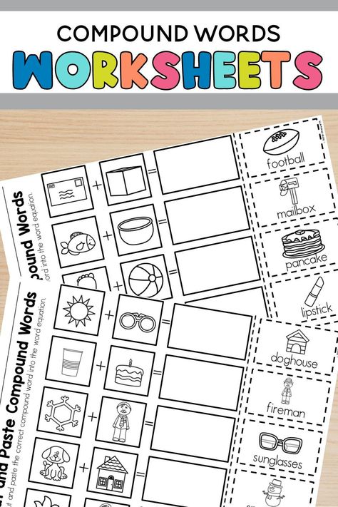 These compound words worksheets make it easy and fun to teach first grade students compound words. Students will love creating a class book and completing all of the compound word centers and worksheets. Print and use now! Compound Words Kindergarten, Compound Words Activities Preschool, Compound Word Activities Preschool, Compound Word Anchor Chart, Compound Words Preschool, Compound Words Preschool Free Printable, Compound Words Worksheets 2nd Grade, Compound Words For Preschoolers, Compound Words Anchor Chart