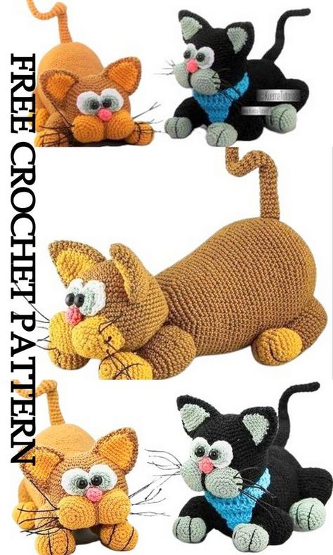 Amigurumi Big Cat Free Crochet Pattern - crochet.sdbes.com Funny Crochet Patterns Hilarious, Crochet For Cats Pattern Free, Free Cat Crochet Patterns, Crochet Amigurumi Free Patterns Animals, Crochet Cat Free Pattern, Cat Free Crochet Pattern, Crochet Cats, Amigurumi Minta, Animal Knitting Patterns