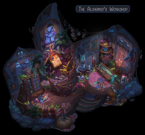 Fantasy Witch, Fantasy Rooms, Workshop Studio, Isometric Design, Ui Inspiration, Environment Concept Art, Art Classroom, Alchemy, Studio Ghibli