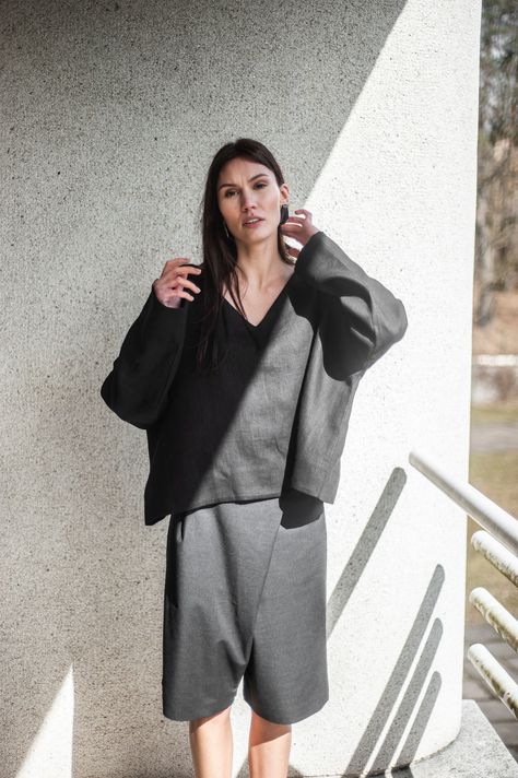 Kimono Linen, Linen Jumper, Minimalist Blouse, Leather Blouse, Linen Kimono, Kimono Blouse, Loose Cardigan, Oversized Blouse, Stylish Jackets