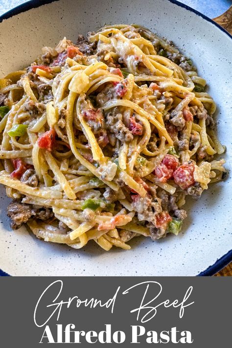 Lunch Ideas With Hamburger Meat, Essen, Hamburger Broccoli Alfredo, Pasta And Ground Beef Recipes Healthy, Ground Meat And Pasta, Corn Beef Pasta, Easy Dinner Recipes With Ground Beef Pasta, Beef Pasta Soup Recipes, Ground Sausage Pasta Recipes Easy