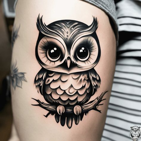 Baby Owl Tattoos, Owl Tattoo Drawings, Cute Owl Tattoo, Tattoo Cute, Owl Tattoo Design, Skeleton Hand Tattoo, Forearm Tattoo Women, Geniale Tattoos, Tatuaje A Color