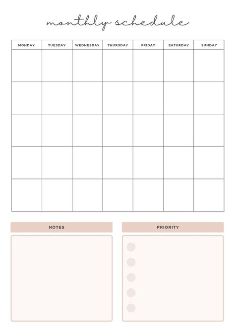 Organisation, Schedule Templates Monthly, Scedual Template, Month Schedule Planner, Aesthetic Monthly Planner Template, Monthly Work Schedule Template, Ipad Templates, Work Schedule Template, Monthly Schedule Template