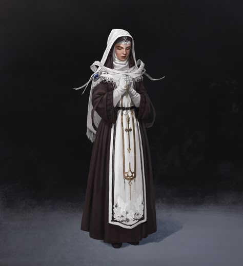 Scifi Character Design, Nun Outfit, Character Qualities, D D Classes, Cyborgs Art, Female Character Concept, Fantasy Rpg, Cthulhu, Fantasy Fashion