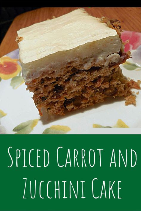 Snack Cake Recipe: Spiced Carrot and Zucchini Cake with Cream Cheese Frosting. A lovely cake that is moist with a frosting that is not too sweet. #snackcake #recipe #zucchinicake #carrotcake via @BooksCooksLooks Carrot And Zucchini Cake, Carrot Zucchini Cake, Zucchini Carrot Cake, Zucchini And Carrot Cake Recipes, Zucchini Spice Cake, Spiced Zucchini Cake, Zucchini Spice Cake With Cream Cheese Frosting, Zucchini Carrot Cake With Cream Cheese Frosting, Snack Cake Recipe