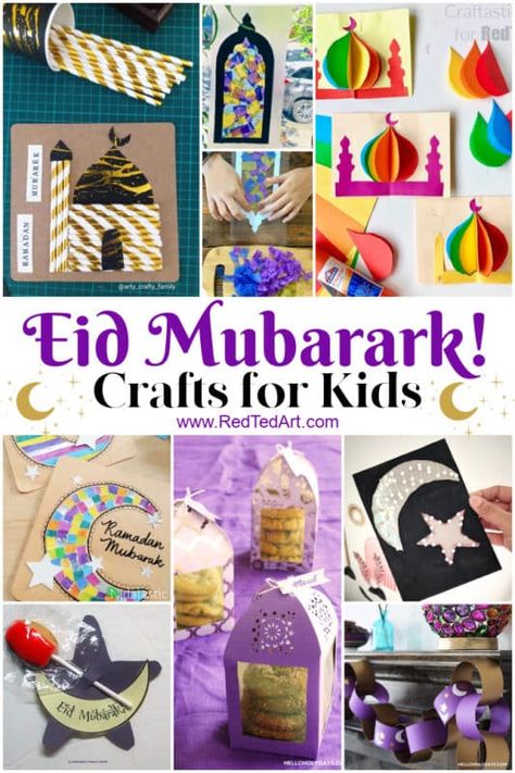 Celebrating with Eid Ul Fitr Crafts for Kids - Red Ted Art - Kids Crafts Eid Decoration Ideas, Eid Activities, Eid Favours, Mobiles For Kids, Eid Greeting Cards, Eid Mubarak Decoration, Ramadan Cards, Eid Mubarak Gift, Urban Homes