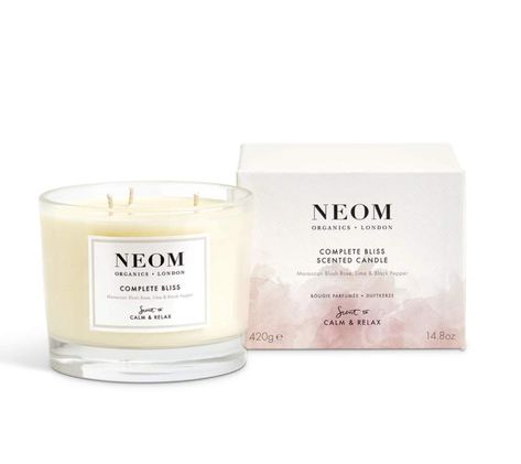 NEOM- Complete Bliss Scented Candle, 3 Wick | Blush Rose, Lime & Black Pepper | Essential Oil Aromatherapy Candle | Scent to De-Stress Black Pepper Essential Oil, Organic Candles, Scented Candles Luxury, Blush Rose, Wick Candle, Aromatherapy Oils, Aromatherapy Candles, Blush Roses, Natural Fragrances