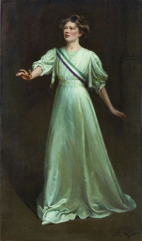 A portrait of Christabel Pankhurst, by Ethel Wright. Suffragette Fashion, Christabel Pankhurst, Suffragette Movement, Feminist Fashion, National Portrait Gallery, Women’s Rights, Art Uk, Portrait Gallery, Women In History