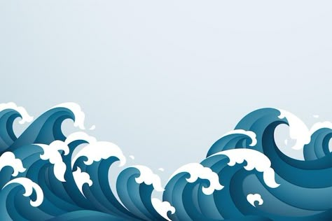 Ocean Waves Graphic, Ocean Art Background, Ocean Wave Illustration, Wave Illustration Design, Sea Waves Drawing, Sea Waves Illustration, Ocean Waves Illustration, Ocean Template, Wave Animation