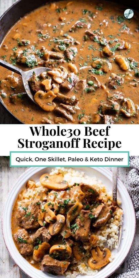 Whole 30 Beef, Paleo Beef Stroganoff, Easy Whole 30, 30 Diet, Whole30 Dinner Recipes, Whole 30 Meal Plan, Easy Whole 30 Recipes, Body Reset, Whole30 Dinners