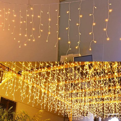 Natal, Ramadan Decorations Lights, Plug In Lights, Christmas Ceiling Decorations, Christmas Light Curtains, Lights Curtain, Lights For Party, Led Icicle Lights, Lights String