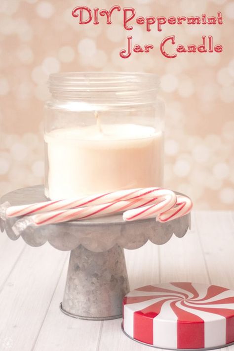 peppermintjarcandle_title Diy Peppermint Candle, Inexpensive Diy Christmas Gifts, Peppermint Candle, Easy Mason Jar Crafts Diy, Easy Mason Jar Crafts, Peppermint Candles, Peppermint Scent, Diy Easter Gifts, Diy Candles Scented