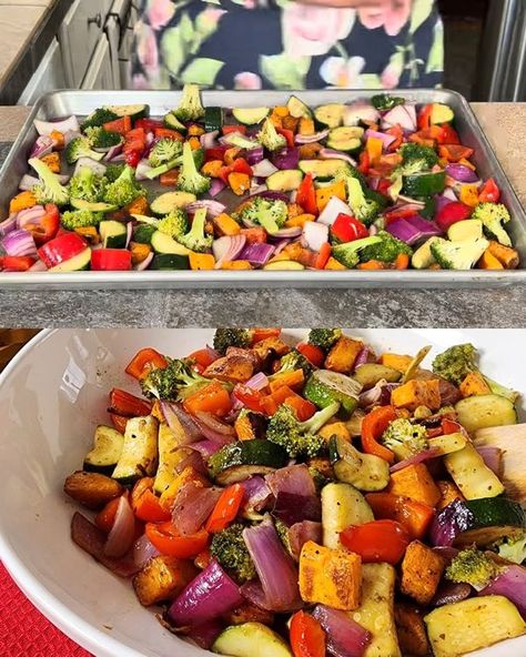 Evelyn's Recipes Roasted Vegetables With Balsamic Glaze, Roasted Vegetables Balsamic Glaze, Roasted Vegetables With Balsamic Vinegar, Make Ahead Vegetables, Recipes With Balsamic Glaze, Ina Garten Roasted Vegetables, Italian Roasted Vegetables, Roasted Vegetables Balsamic, Balsamic Roasted Vegetables