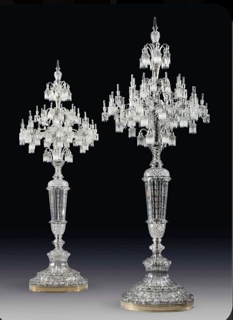 How To Make Crystals, Elegant Centerpiece, Silver Candle, Baccarat Crystal, Antique Chandelier, Crystal Glassware, Beautiful Chandelier, Louis Xvi Style, Antique Lamps