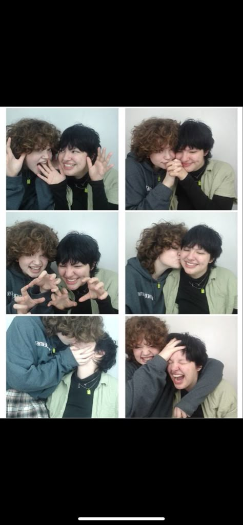 Photo Booth Drawing Reference, Masc4masc Couple, Nonbinary Love Aesthetic, Photo Booth Aesthetic Couple, Alt Mlm Couple Aesthetic, Nblnb Couple Aesthetic, Reference Photos Couple, Queer Relationship Aesthetic, Mlm Couple Poses