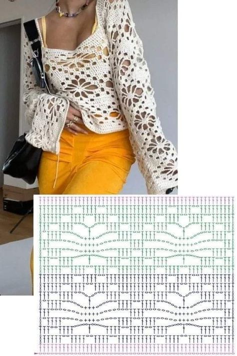 Crochet Top Flower Pattern, Flower Top Crochet Pattern, Spider Stitch, Quick Crochet Patterns, Mode Crochet, Crochet Ladies Tops, Crochet Clothes For Women, Clothing Patterns Free, Learn How To Crochet