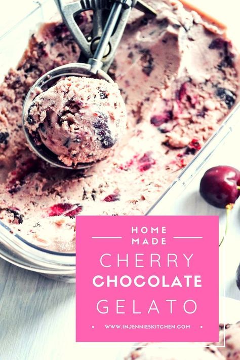 Cherry Gelato, Chocolate Gelato, Gelato Recipe, Gelato Ice Cream, Low Carbohydrate Recipes, Ice Cream Maker Recipes, Ice Scream, Frozen Dessert Recipe, Cherry Chocolate