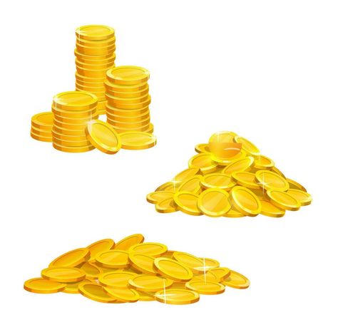 Cartoon golden coins pile and stacks, gold money Pile Of Gold Coins, Money Pile, Money Clipart, Golden Coins, Golden Coin, Gold Money, Wedding People, The Cartoon, Game Concept