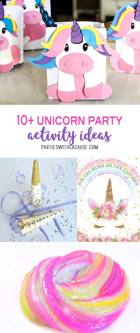 Keep those little unicorns busy at your next Unicorn birthday party! See all 12 unicorn birthday party game and activity ideas at PartiesWithACause.com #unicornparty #girlbirthday #unicornactivity Unicorn Games Free Printable, Unicorn Birthday Party Games For Kids, Unicorn 3rd Birthday Party Ideas, Unicorn Bday Party Ideas, Unicorn Birthday Party Activities, Unicorn Birthday Games, Unicorn 6th Birthday Party, Unicorn Birthday Party Games, Unicorn 3rd Birthday Party