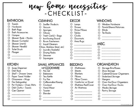 Moving into your first home or apartment? Buying a new home? This printable New Home Necessities Checklist is pretty handy. Print yours at livelaughrowe.com Apartment Buying, New Home Necessities, Moving Into Your First Home, Home Necessities, New Apartment Checklist, First Home Essentials, First Home Checklist, Boho Apartment, House Checklist