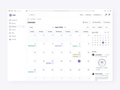 Web Calendar Design, Categories Ui Design, Calendar Web Design, Crm Ui Design, Calendar Ui Design, Calender Ui, Ux Moodboard, Crm Design, Calendar Dashboard