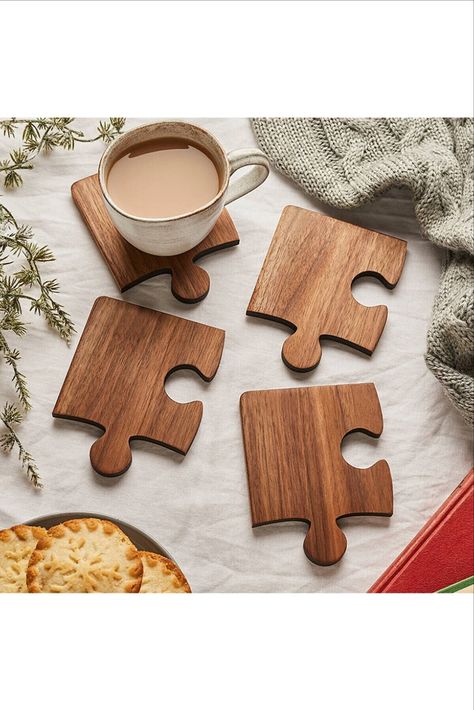 Wooden Patterned Puzzle Wood Coaster Set of 4 10x10 Cm Desktop Decoration Item Essen, Wedding Souvenir, Wood Souvenir Ideas, Wooden Souvenirs Ideas, Wood Coaster Ideas, Wooden Coaster Ideas, Wooden Cups, Puzzle Wood, Souvenir Ideas