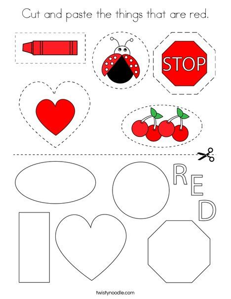 Cut and paste the things that are red Coloring Page - Twisty Noodle Pre K Color Red Activities, Color Red Books Preschool, Red Preschool Art, Learning Color Red Activities, Color Red Activities For Kindergarten, Color Red For Preschool, Red Activity For Preschool, Activities For The Color Red, Color Red Arts And Crafts For Toddlers