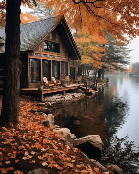 Cozy Mountain Cabin Aesthetic, Cabins On The Lake, Cabin Near Lake, Cabin By A Lake, Cabin Cozy Aesthetic, Cottage By Lake, Cozy Lake House Lakeside Cottage, Cute Cabin House, Cozy Cabin House