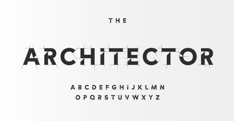 Architectural project font, technical draw style alphabet. Geometrical typography. Wireframe letters, typographic design with draft strokes for architecture logo and headline. Isolated vector typeset. Font Architecture Typography, Architecture Font Style, Architecture Lettering Fonts Design, Architectural Lettering Fonts, Fonts For Architecture, Architectural Typography, Architecture Alphabet, Architecture Logo Design Ideas, Architectural Font