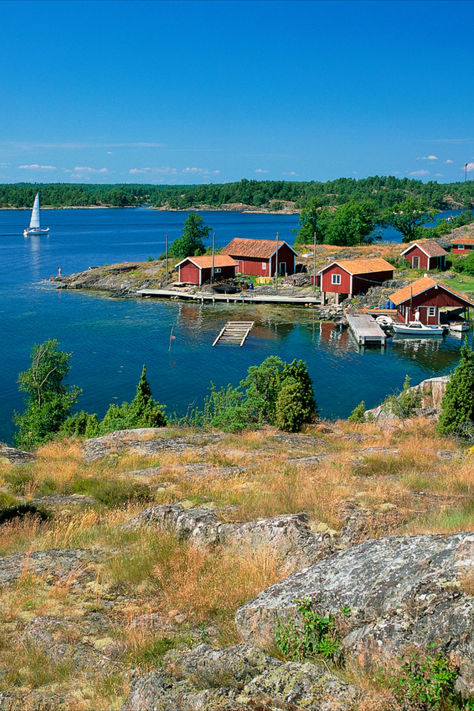 Thousands of islands and skerries form the Östgöta archipelago. Stockholm Archipelago Islands, Archipelago Aesthetic, Swedish Islands, Sweden Archipelago, Summer In Scandinavia, Visby Sweden, Gothenburg Archipelago, Swedish Aesthetic, Sweden Aesthetic