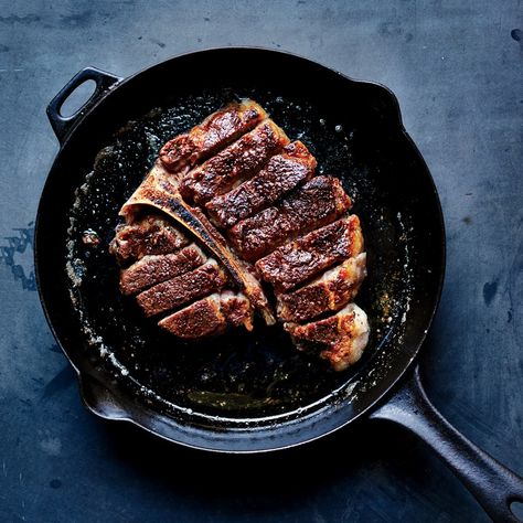 Bobby Flay's Rules for Cooking Porterhouse Steak | Bon Appétit Bobby Flay Steak, Steak Diner, Porterhouse Steak Recipe, Good Steak Recipes, Bobby Flay Recipes, Porterhouse Steak, Side Fat, Bobby Singer, Iron Skillet Recipes