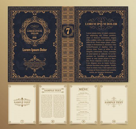 Vintage book layouts and design Premium ... | Free Vector #Freepik #freevector #freevintage #freemenu #freefloral #freecertificate Book Designs Layout, Book Cover Design Template Layout, E-book Design, E Book Design Layout, Ideas For Drawing Easy, Art Book Layout, Vintage Layout Design, Menu Book Design, Vintage Book Cover Design