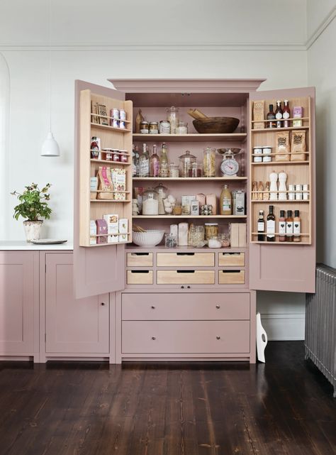 21 beautiful, practical ideas for larders | House & Garden Kitchen Larder Cupboard, Neptune Kitchen, Plain English Kitchen, Kitchen Larder, Larder Cupboard, Deep Shelves, Pink Kitchen, Built In Cabinets, Kitchen Cabinetry