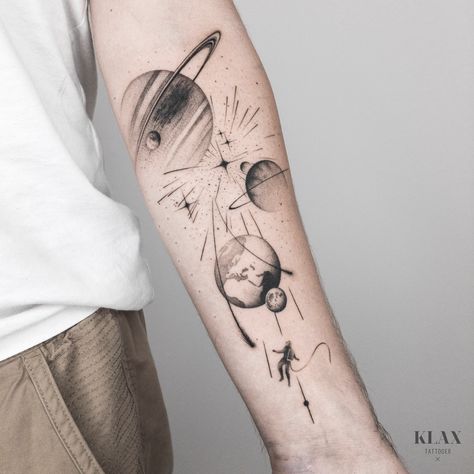 Space Arm Tattoo, Geometric Universe Tattoo, Sisyphus Tattoo, Sculpture Tattoo, Istanbul Tattoo, Space Tattoo Sleeve, Meditation Tattoo, Cosmos Tattoo, Planet Tattoo