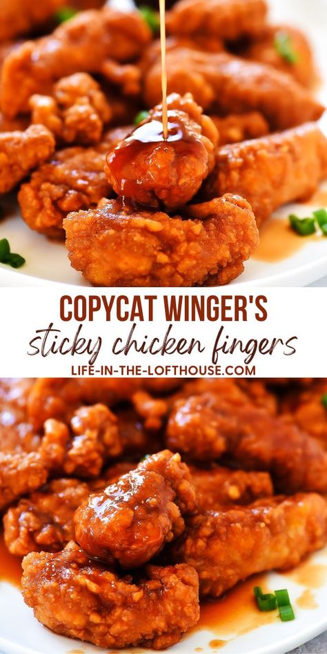 Wingers Sticky Fingers Crispy Chicken Fingers, Chicken Finger Recipes, Chicken Head, Chicken Wing Sauces, Crispy Chicken Tenders, Sweet Chicken, Sticky Chicken, Sticky Fingers, Chicken Fingers